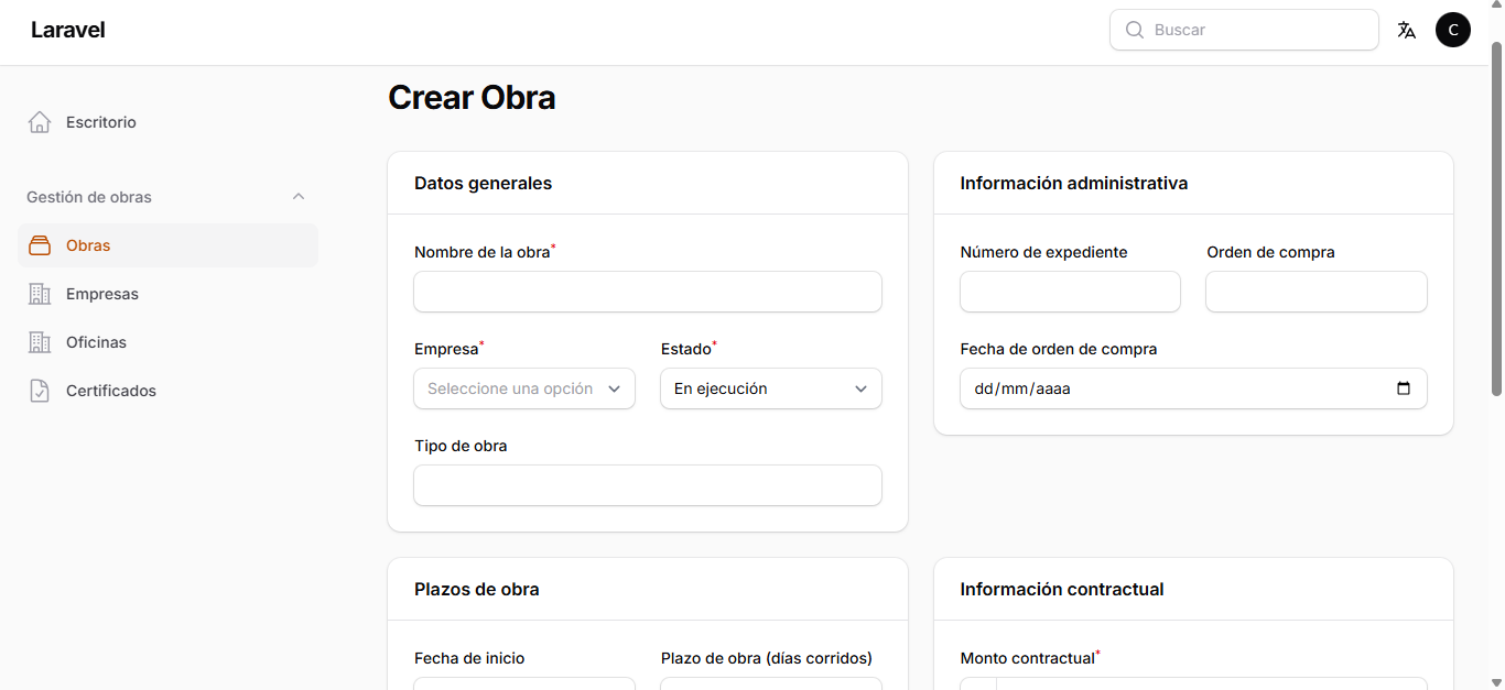 ControlObras - Sistema desarrollado por KMINFORMATICA